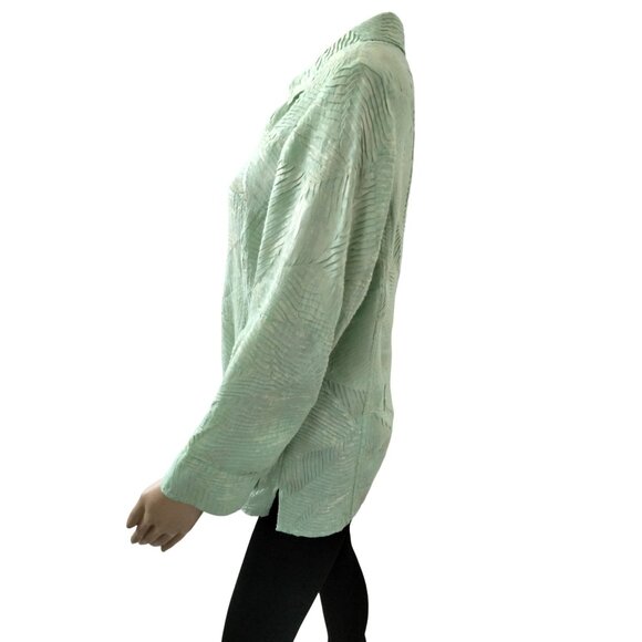 Scott Taylor Plus Size XL Top Button-Up Mint Green Textured Long Sleeve Collared - Picture 4 of 8